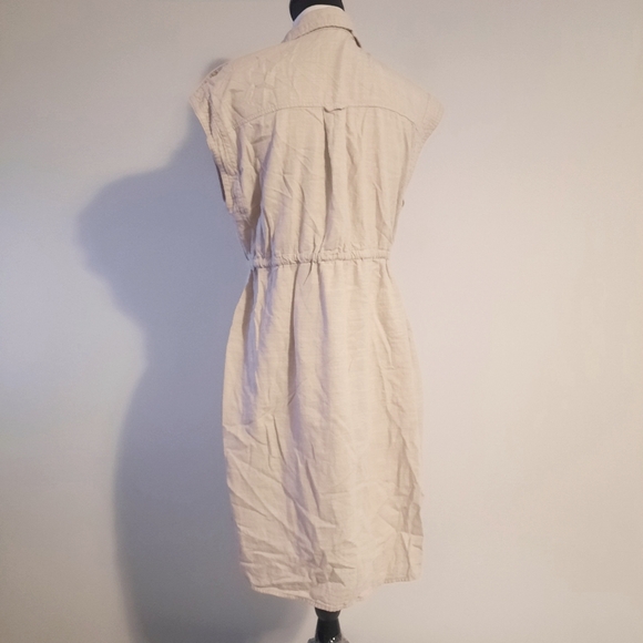 Casual Beige Button-Down Dress Size Large - Picture 2 of 16